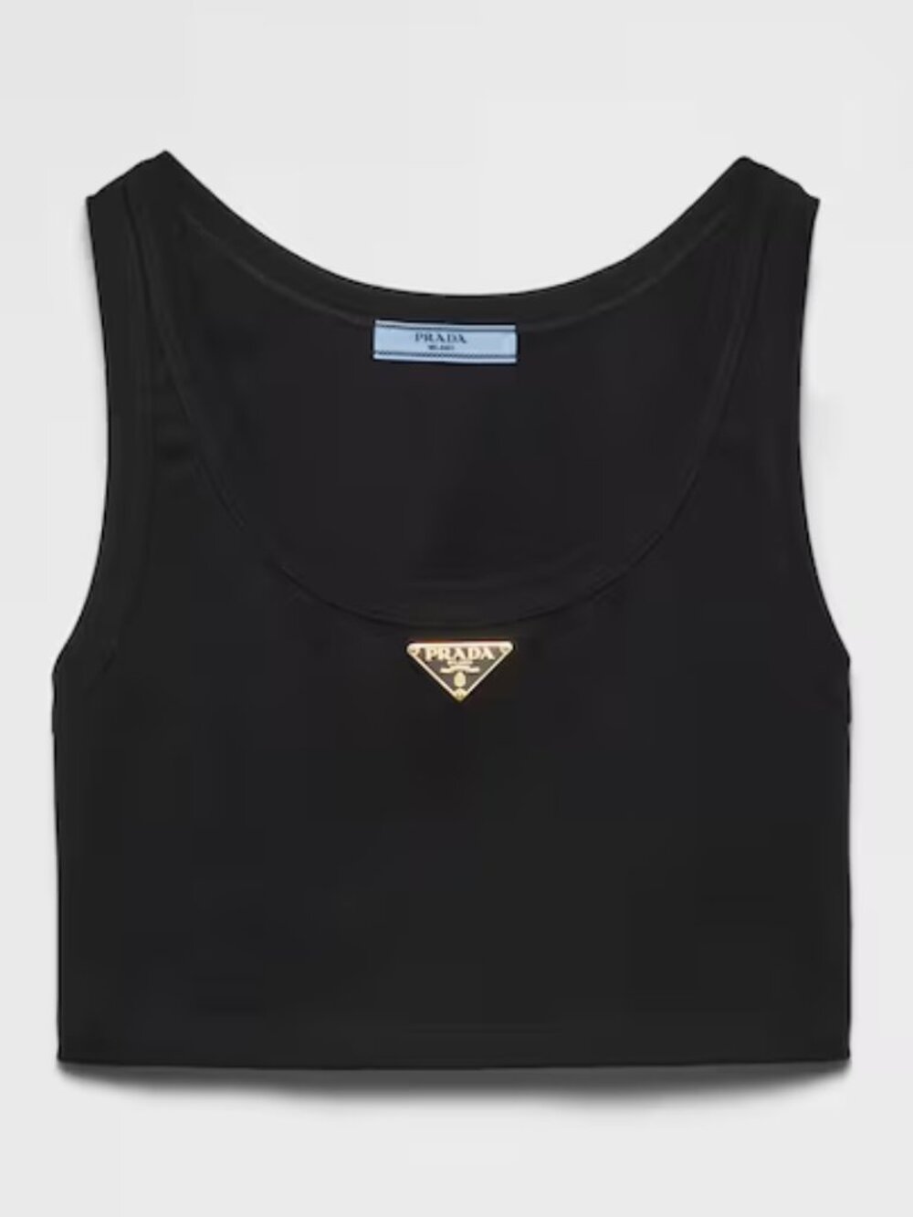 Designer Jersey Cropped Top Women's Size Large Black with Logo